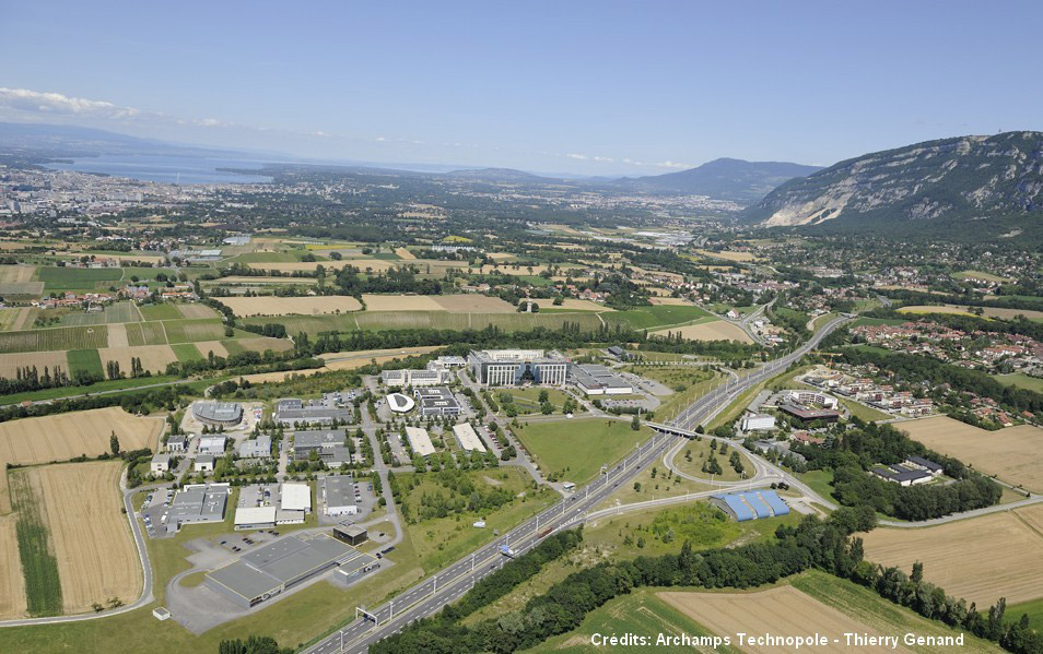 Vue du ciel de la technopole d'archamps - haute savoie